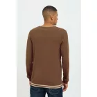 klasszikus BLEND férfi vékony kötött pulóver kerek nyakkal kötött pulóver 20717260-181031 Barna Méret:XL
