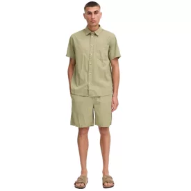   klasszikus tömör SDLiam Seersucker férfi Sort Rövidnadrág  label detail alkalmi Sort Rövidnadrág 21108637-170613 zöld Méret: XL