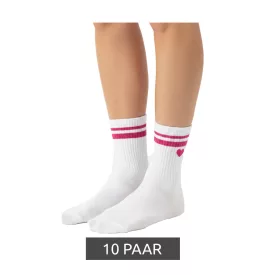   10 pár Comfortable ZWILLINGSHERZ  női Tennis Zokni  szív Embroidery, Everyday Zokni, pamut Zokni 4603S K248141 fehér/rózsaszín Méret: N