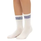 10 pár Comfortable ZWILLINGSHERZ női Tennis Zokni  Leopard Print - Everyday Zokni, pamut Zokni 4603S K248144 fehér/kék Méret: N