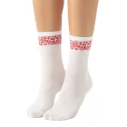 10 pár Comfortable ZWILLINGSHERZ női Tennis Zokni  Leopard Print, Everyday Zokni, pamut Zokni 4603S K248144 fehér/piros Méret: N