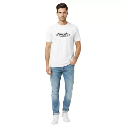 Extravagant Formula 1 F1 verseny Division férfi kerek nyakú póló, Organic pamut, rövid ujjú, 180 g/m², 701227625 001, fehér Méret: XXS