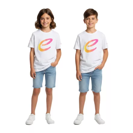 Colorful Formula E gyerek'' nadrág-újj póló, Sustainable pamut Ing  Formula E Logo 701223593 001 fehér/rózsaszín/sárga Méret: 116