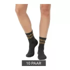 10 pár comfortable ZWILLINGSHERZ női tennis Zokni  leopard print, everyday Zokni, pamut Zokni 4603S K258183 szürke/barna Méret: N