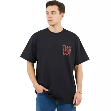 HOMEBOY Team férfi póló, pamut Ing  Eye-Catching vissza Print, rövid ujjú, túlméretezett Fit, 01TS3047, fekete Méret: M