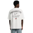 Prohibited Savile Row Team Férfi póló, Pamut póló szemet gyönyörködtető hátsó nyomattal, Rövid ujjú, Oversized fazon, PC-006-041, Fehér Méret:L