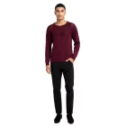Modern, comfortable férfi elegáns-kötött Pulóver  a texturált mellkas area és stílusos look 6250 Wine piros Méret: L