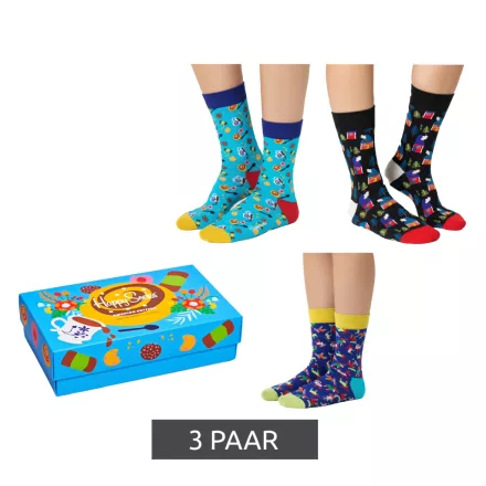 3 pár Happy Zokni Swedish Edition női pamut Zokni Value csomag Everyday Zokni in ajándék doboz XSWE08-6700 kék/fekete Méret: 36_40