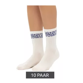   10 pár Comfortable ZWILLINGSHERZ női Tennis Zokni  Leopard Print - Everyday Zokni, pamut Zokni 4603S K248144 fehér/rózsaszín, fehér/piros, vagy fehér/kék Méret: N