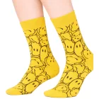 3 pár Happy Zokni Unisex férfi női pamut Zokni Value csomag  Smiley Print Everyday Zokni in ajándék doboz sárga/fekete/kék vagy fekete/rózsaszín/fehér Méret: 36_40
