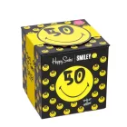 3 pár Happy Zokni Unisex férfi női pamut Zokni Value csomag  Smiley Print Everyday Zokni in ajándék doboz sárga/fekete/kék vagy fekete/rózsaszín/fehér Méret: 41_46