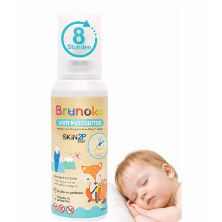 Brunoko Anti-Mosquito Spray for Babies protects against mosquitoes és bed bugs, suitable for gyerek'' body és face, 8-óra védelem against tiger mosquitoes, 100ml, fehér/zöld Méret: N