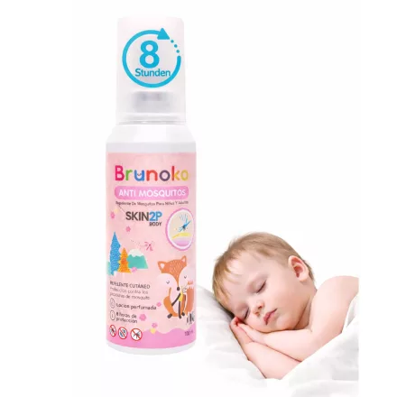 Brunoko Anti-Mosquito Spray for Babies Protects Against Mosquitoes és Bed Bugs Suitable for gyerek'' Body és Face Baby Lotion 8-óra védelem Against Tiger Mosquitoes 100ml fehér/rózsaszín Méret: N