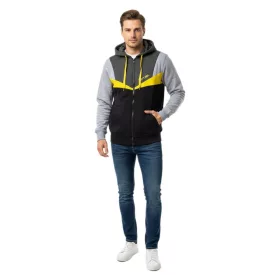   Sporty és modern férfi hooded dzseki kabát Kabát in a trendy szín-blokk design 19043 szürke/fekete/sárga Méret: XL