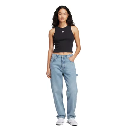 adidas női Ribbed Crop Top pamut Fitness Ing IJ8251 fekete Méret: M