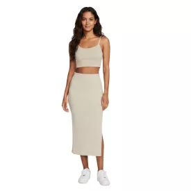   NIKE női Midi Szoknya, Ribbed  hímzett Swoosh Logo, pamut Szoknya FQ1636-104 bézs Méret: M