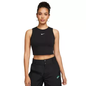  NIKE Sportswear Essentials női Crop Top Tank Top  Swoosh Logo Sport Ing FB8279-0100 fekete Méret: XS