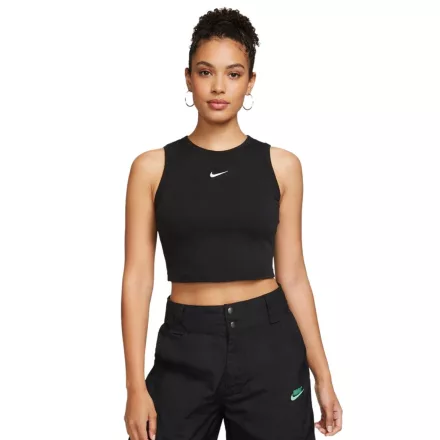 NIKE Sportswear Essentials női Crop Top Tank Top  Swoosh Logo Sport Ing FB8279-0100 fekete Méret: XS
