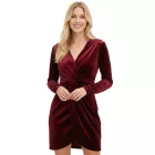 Timeless női Mini Velvet Party ruha  hosszú újjú 923699 bordó piros Méret: 40