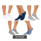 Sustainable 30 pár Unisex férfi női Organic pamut Zokni, Simple edzőcipő Zokni, nadrág Zokni, harisnya, szürke/fehér/világos szürke/világos kék/sötét kék Méret: 43_46