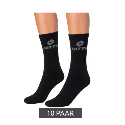 10 pár LOTTO Sport Zokni for férfi és női - Training Zokni, Tennis Zokni, pamut Zokni - fehér, szürke, vagy fekete Méret: 43_46