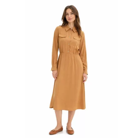 klasszikus női Ing ruha in viszkóz BLEND Maxi ruha 943847 világos barna Méret: 52