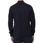klasszikus férfi Chunky kötött Kardigán  tartó-Up nyaklánc és gomb Placket - texturált Kardigán 13401 - fekete, Navy, vagy szürke Méret: M