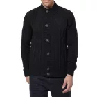 klasszikus férfi Chunky kötött Kardigán  tartó-Up nyaklánc és gomb Placket - texturált Kardigán 13401 - fekete, Navy, vagy szürke Méret: XL