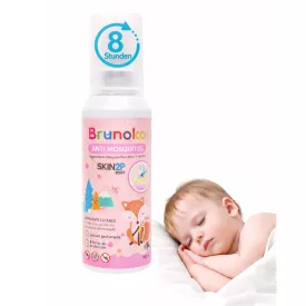   Brunoko Anti-Mosquito Spray for Babies Protects Against Mosquitoes és Bed Bugs, Suitable for gyerek'' Body és Face, Baby Lotion, 8-óra védelem Against Tiger Mosquitoes, 100ml, rózsaszín vagy zöld Méret: N