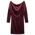 Feminine női mini ruha in flowing velvet és csillogós, estélyi ruha 942820, wine piros Méret: 44_46