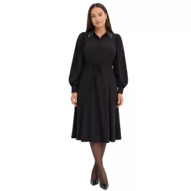  Feminine női Midi ruha  Gyöngy Appliqué, estélyi ruha 929373 fekete Méret: 50