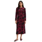 női feminine szatén midi ruha  abstract print, estélyi ruha 927049 piros/fekete Méret: 44