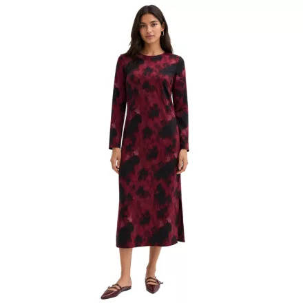 női feminine szatén midi ruha  abstract print, estélyi ruha 927049 piros/fekete Méret: 46