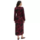 női feminine szatén midi ruha  abstract print, estélyi ruha 927049 piros/fekete Méret: 46
