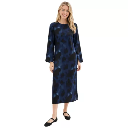 Feminine női szatén Midi ruha  Abstract Print - estélyi ruha 941633 kék/fekete Méret: 36