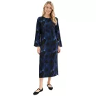 Feminine női szatén Midi ruha  Abstract Print - estélyi ruha 941633 kék/fekete Méret: 46
