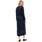 Feminine női szatén Midi ruha  Abstract Print - estélyi ruha 941633 kék/fekete Méret: 48