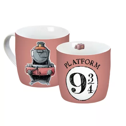 Harry Potter Bögre „Roxfort Expressz” 300 ml Porcelán bögre Rózsaszín szív alakú fogantyúval Méret:N