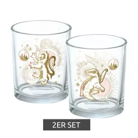   2 db-os Harry Potter pohár készlet misztikus lényekkel, poharak, rajongói ajándéktárgy, 400 ml, fehér/arany Méret:N