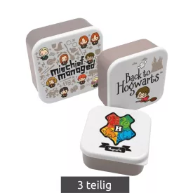   Harry Potter uzsonnás doboz készlet, 3 részes Roxfort címerrel és karakter dizájnnal, szendvics tároló doboz, szürke Méret:N