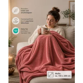   Oeko-Tex Standard 100 Certified Microfiber takaró, Approx. 150x200cm, piros Méret: N