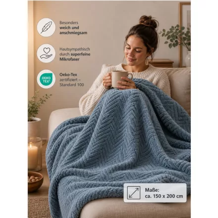 Oeko-Tex Standard 100 Certified Microfiber takaró, Approx. 150x200cm, kék Méret: N