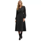 klasszikus női Maxi ruha  V-nyak, hosszú újj Polka Dot Print, 943659 fekete Méret: 38