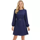 Flared női Mini ruha  Ruching és Öv - Sustainable Business ruha 935854 sötét kék Méret: 40