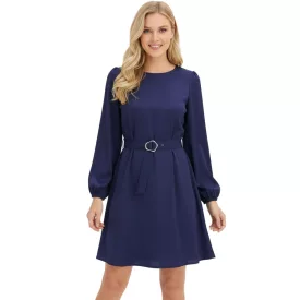   Flared női Mini ruha  Ruching és Öv - Sustainable Business ruha 935854 sötét kék Méret: 40