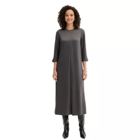   elegáns női Midi ruha in csillógó szatén  dekoratív Seam, 3/4 újj, szürke 921267 Méret: 38