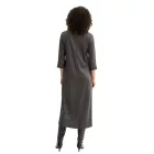 elegáns női Midi ruha in csillógó szatén  dekoratív Seam, 3/4 újj, szürke 921267 Méret: 40