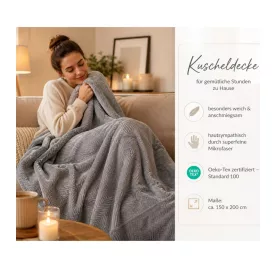   Oeko-Tex Standard 100 Certified Microfiber takaró, Approx. 150x200cm, sötét szürke Méret: N