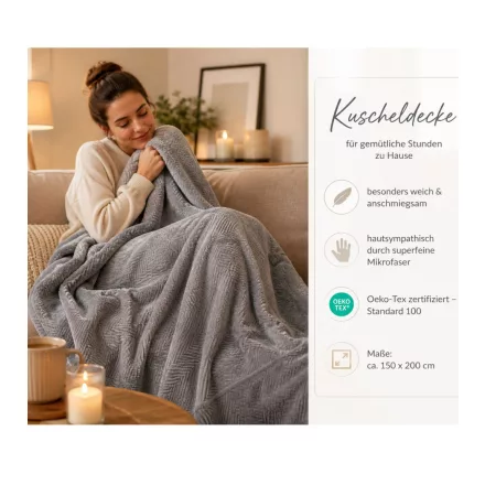 Oeko-Tex Standard 100 Certified Microfiber takaró, Approx. 150x200cm, sötét szürke Méret: N
