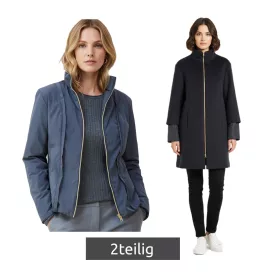   2-darab elegáns női kabát: 2-in-1 gyapjú kabát és Down dzseki kabát Kabát  Recycled Fibers, 934964, Midnight kék Méret: 42
